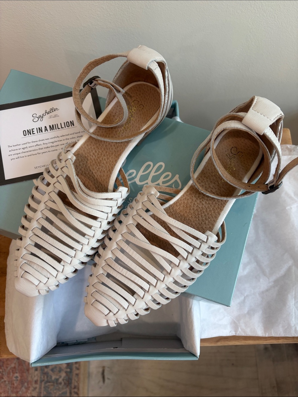 Seychelles Woven Trinket Off White Leather Ankle-Strap